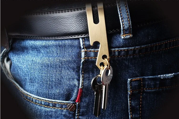 2pcs brass money hang clip hook buckle bottle opener tool fastener DIY keychain stainless steel waist wallet snap | Дом и сад