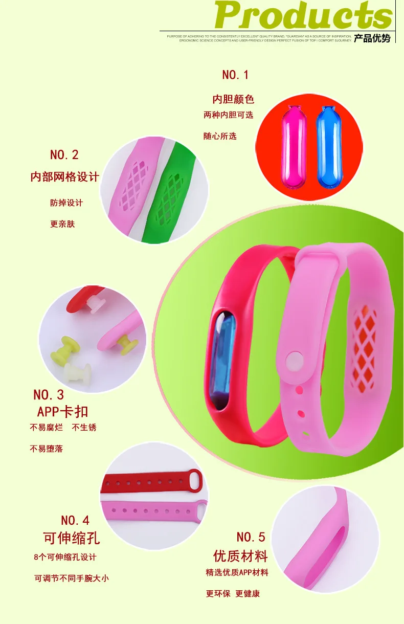 1 Pcs Sell Liquid Drive Midge Bracelet Plant Essential Oil Drive Midge Watch Children Cute Silicone Watch