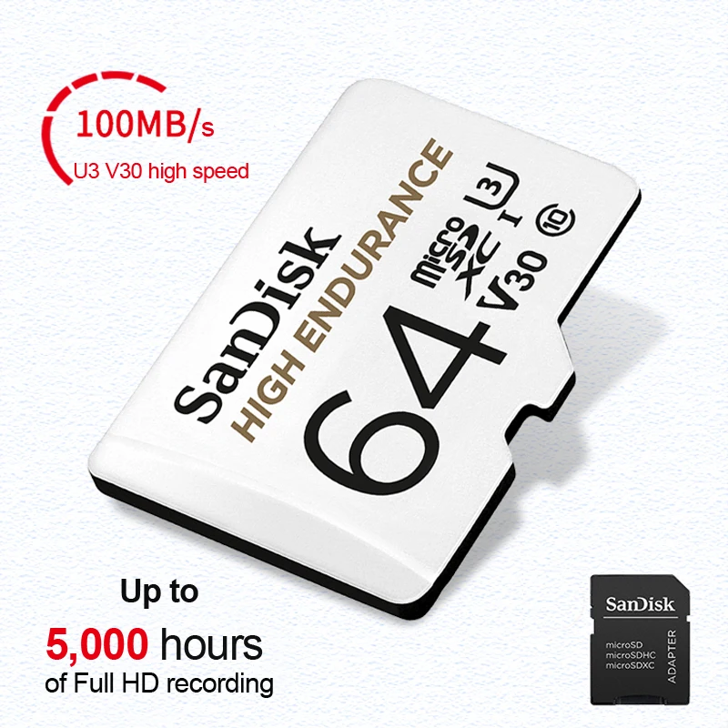 Карта microSD SanDisk высокой прочности 32 ГБ, карта памяти Micro SDHC до 100 м/с 64 Гб 128 ГБ 256 ГБ MicroSDXC, скорость видео U3 V30 HD 4K