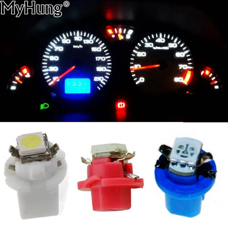 

10 шт. T5 B8.5D 5050 1smd светодиодный индикатор приборной панели автомобиля боковой интерьер приборной панели лампы Индикатор Предупреждение льна...