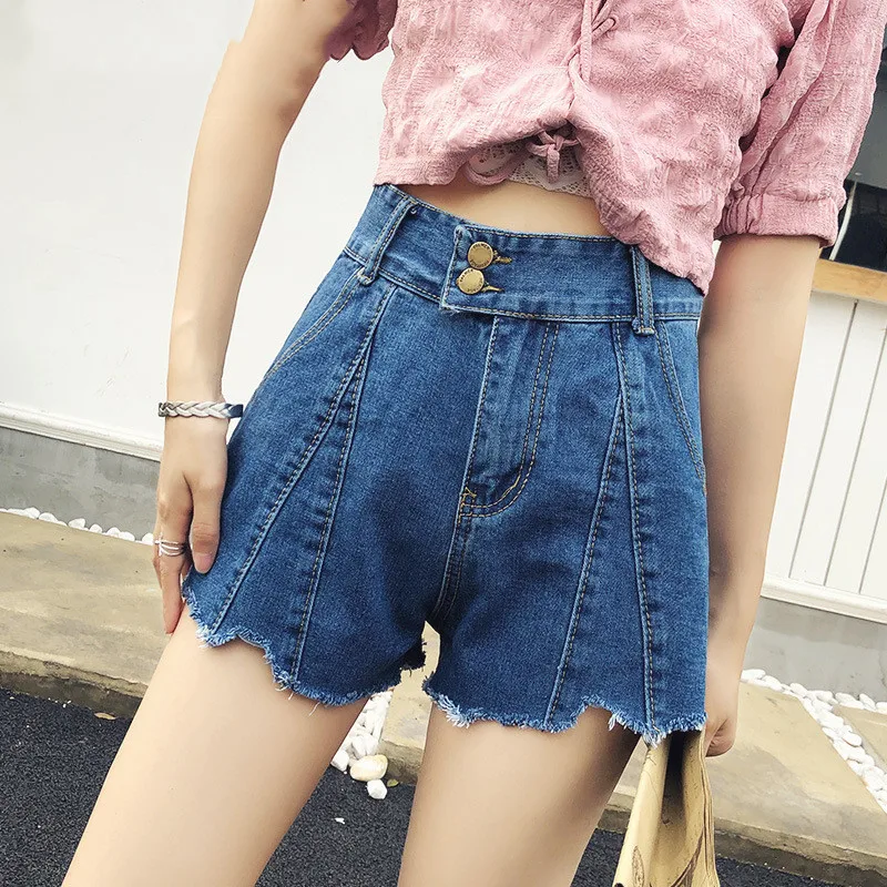 Шорты женские джинсовые с высокой талией повседневные винтажные эластичным