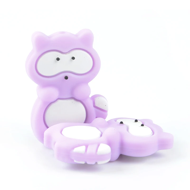 lavender fog Силиконовые Прорезыватели LOFCA в форме животных, без БФА, в форме енота, держатель для пустышки, аксессуары, сделай сам, свободные бусины для прорезывания зубов, ожерелье - Цвет: lavender fog