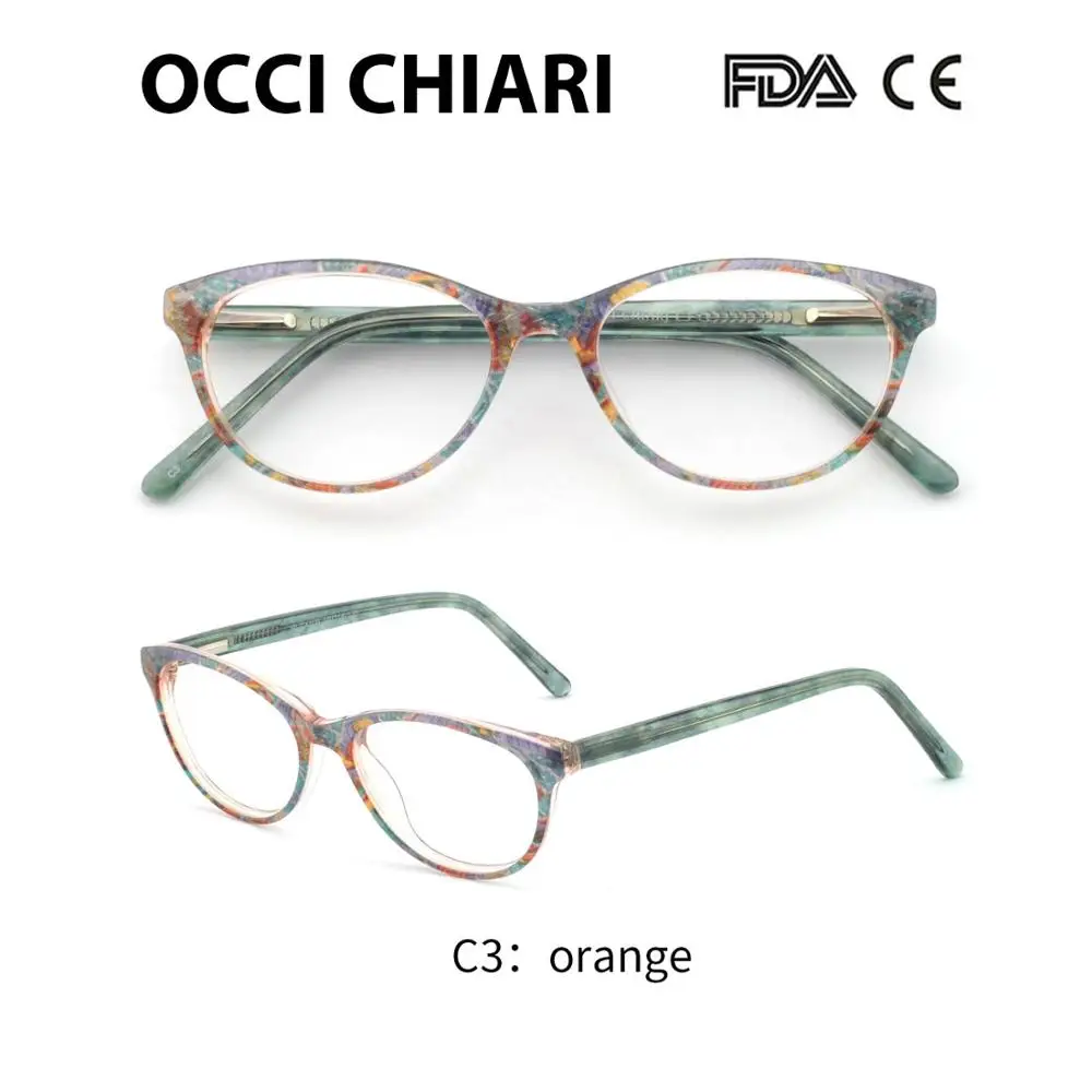 C3-green orange OCCI CHIARI, прозрачные очки, оправа для девочек, детский, анти-синий светильник, очки, фирменный дизайн, ацетат, компьютерные очки, W-CANZI - Цвет оправы: C3-green orange