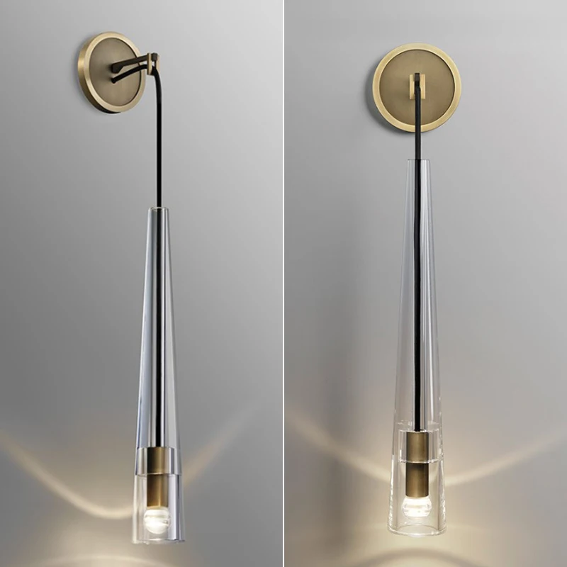 Скандинавский настенный светодиодный конусный светильник бра стеклянный