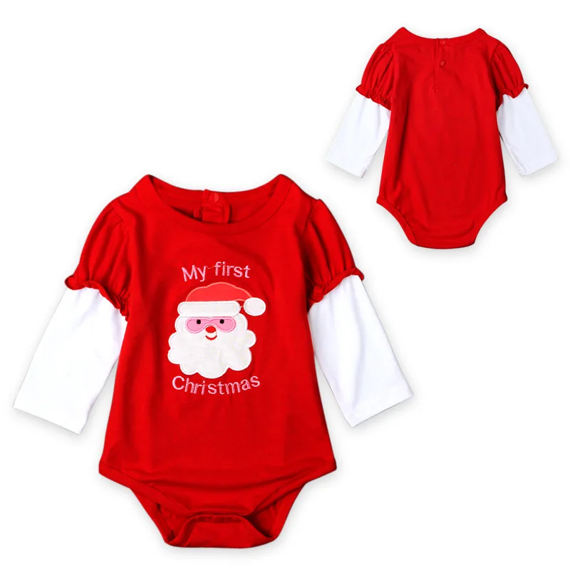 Рождественские детские комбинезоны одежда Санта Клауса Одежда для