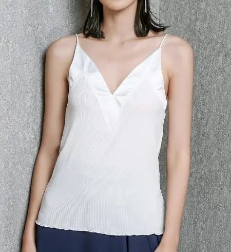 Классическая черно белая хлопковая эластичная майка с шелковой кружевной