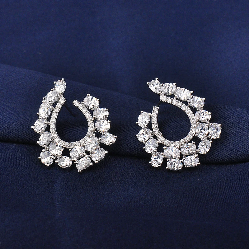 YAN MEI высококачественные циркониевые Серебряная Сережка в форме растения