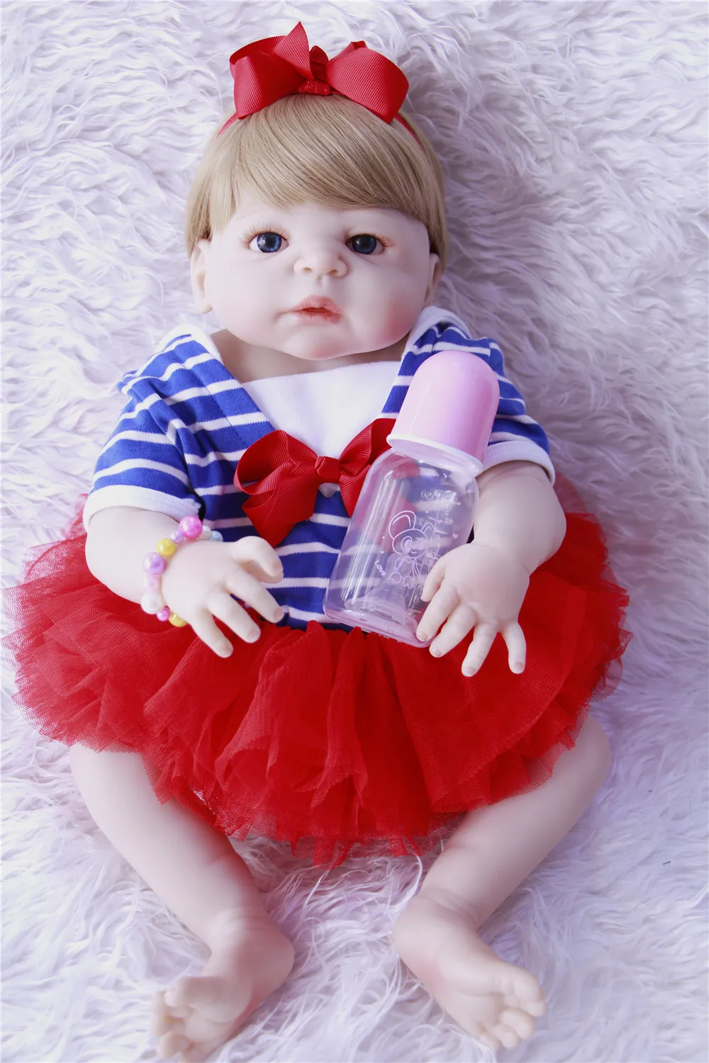 55 см Полный Силиконовые винил возрождается кукла принцесса Реалистичная