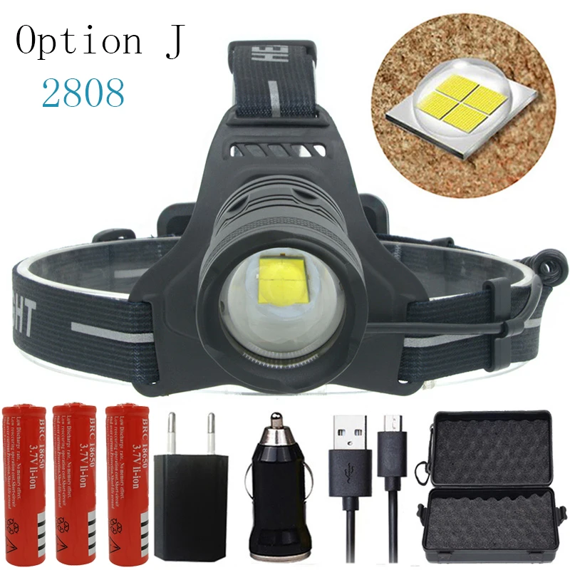 Option J Z40 2808 XHP70.2 светодиодный 32 Вт с высоким зумом головной светильник светодиодный налобный фонарь 42920lm мощная головная вспышка лампа головной светильник фонарь подарочная коробка - Испускаемый цвет: Option J