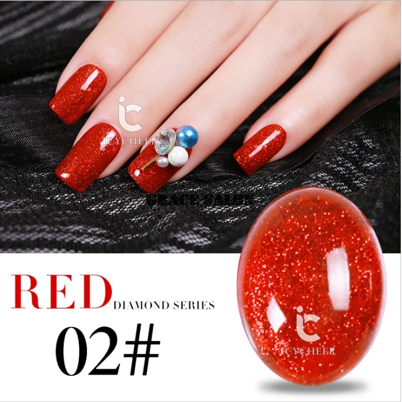 ICYCHEER гель для ногтей UV светодиодный Soak Off Гель лак длительный блеск красный цвет