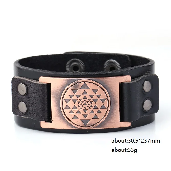 Dawapara браслет для йоги Sri Yantra Религиозный черный кожаный Pulseira Feminina Женская мода