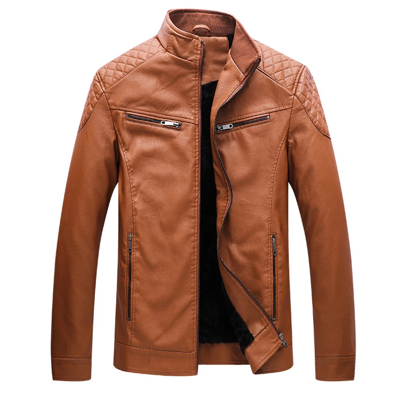 Мужская повседневная куртка из искусственной кожи TANG Повседневная приталенная