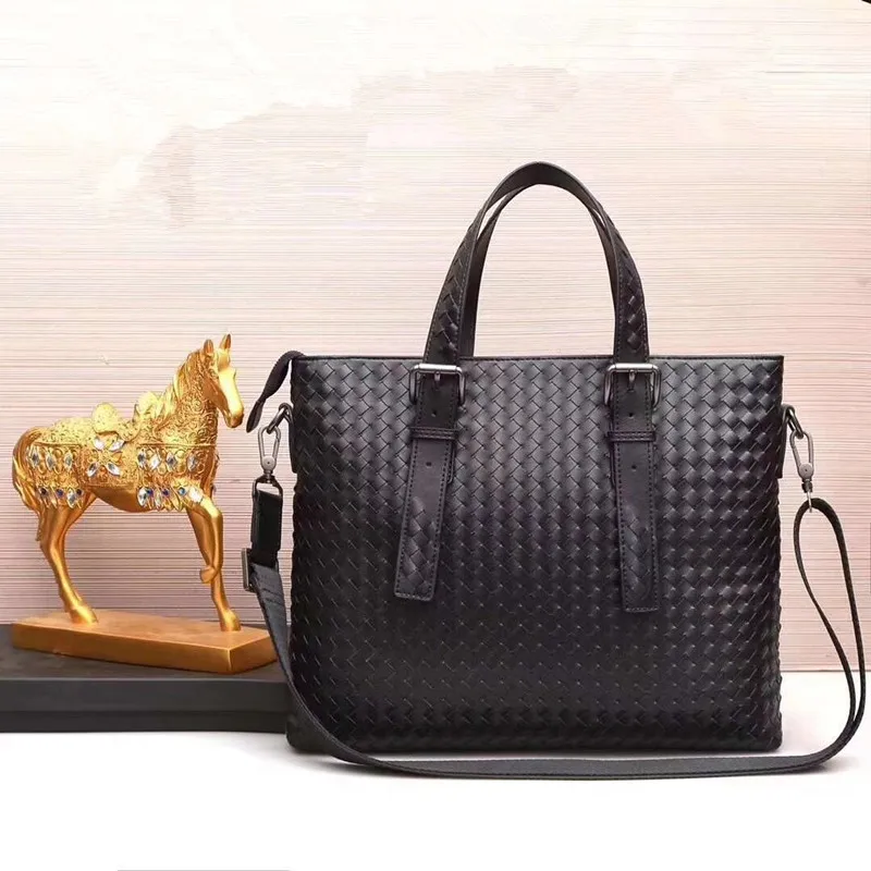 Kaisiludi leather woven  bag handbag business  computer briefcase leather fashion  bag