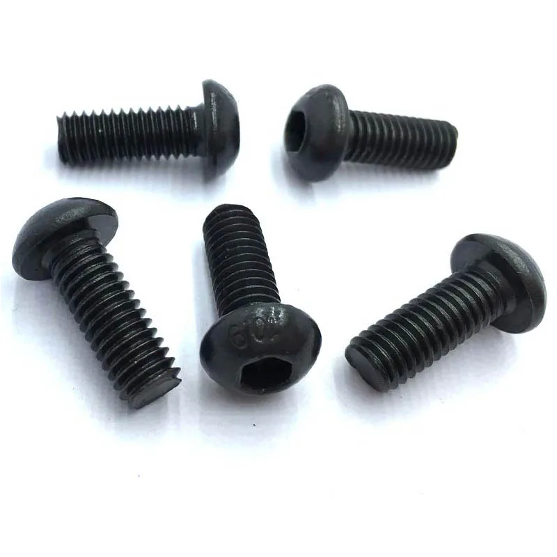 100 шт. Черные винты с шестигранными головками и круглыми головками диаметром M4 x 8 мм из сплава стали. Винт с кнопочной головкой и резьбой под шестигранный ключ.