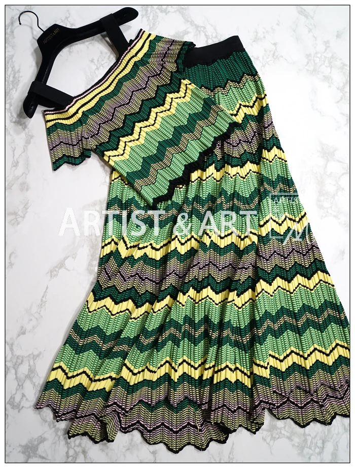 Женская трикотажная юбка с геометрическим узором облегающий топ вырезом