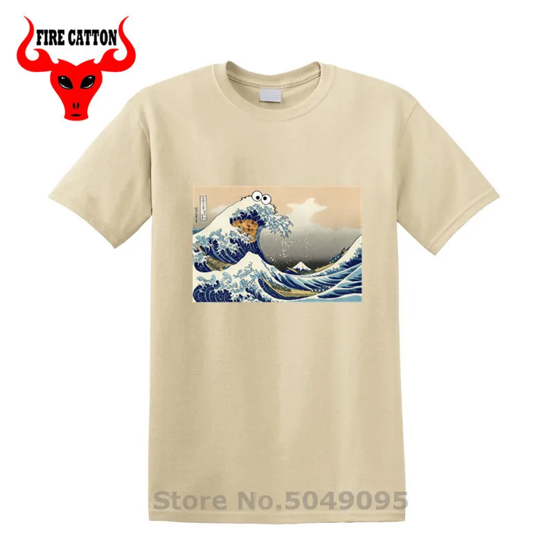 Винтажная футболка с надписью Great Wave off Kanagawa of Cookie Monster уличная изображением