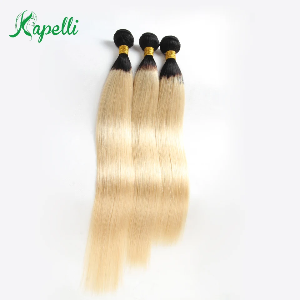 Kapelli волосы бразильские прямые 3 Связки T1b/613 Цвет 100% человеческие 8 &quot 26&quot пучки