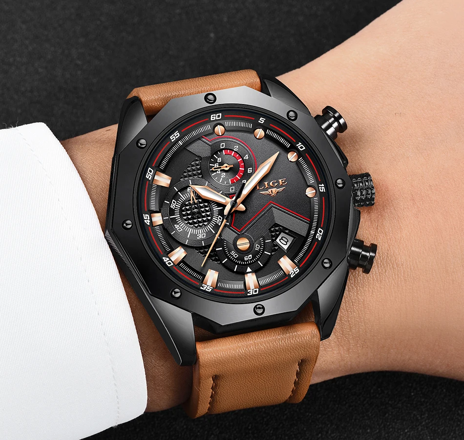 Relojes hombre, новинка, LIGE, мужские часы, Топ бренд, Роскошные, кварцевые, золотые часы, мужские, на каждый день, кожа, военные, водонепроницаемые, спортивные наручные часы