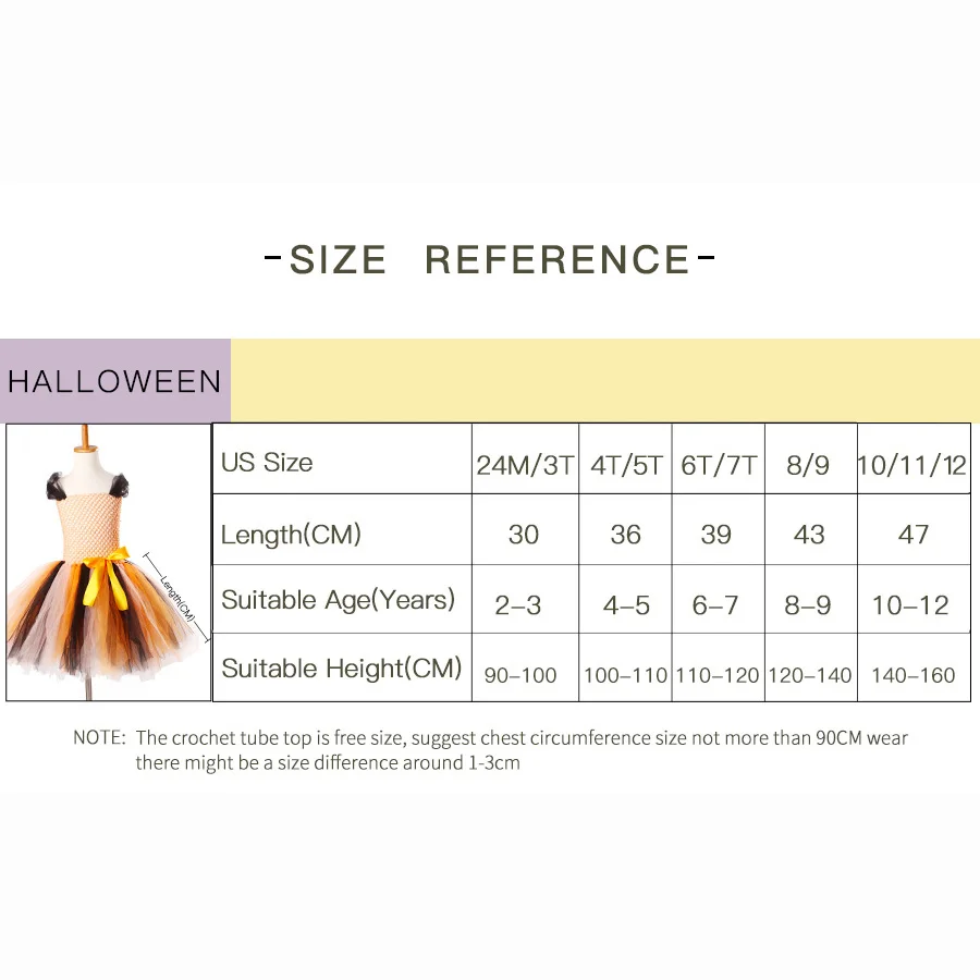 Girls Halloween Tutu Dress with Witch Hat Princess Tulle Kids Carnival Party Costume Knee-Length Handmade Children Clothing | Детская