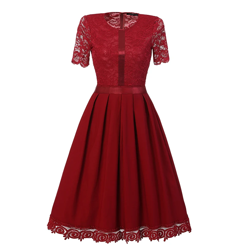 Винтажная туника кружевное платье женское в стиле пэчворк повседневное 1950s