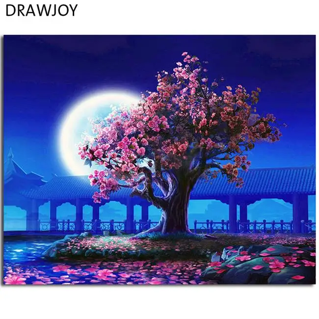 as picture DRAWJOY Drop Shipping Framed Pictures DIY Oil Painting By Numbers Home Decor On Canvas Wall Art For Living Room 40*50cm - Цвет: as picture