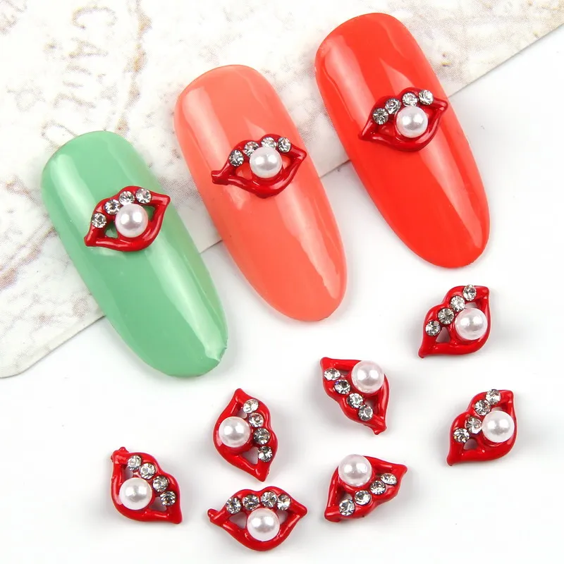 ELESSICAL 10pcs Bow Tie Nail Art Decoration 3D Charms Bowknot Lips Heart Women Jewelry Manicure DIY Supplies | Красота и здоровье