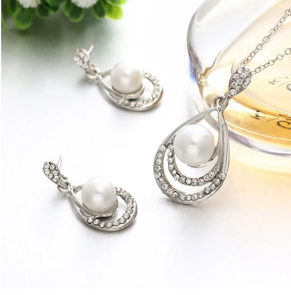 Ювелирные наборы серьги ожерелье пластиковые жемчужные аксессуары из цинкового