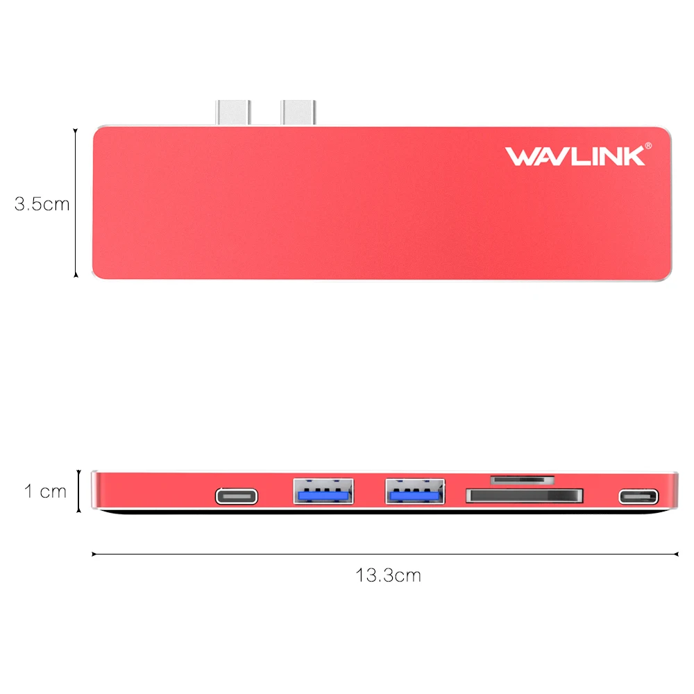 Usb-хаб с двумя портами USB C к HDMI адаптер 4K Thunderbolt 3 usb type-C концентратор Алюминиевый w/TF SD слот PD Wavlink для MacBook Pro