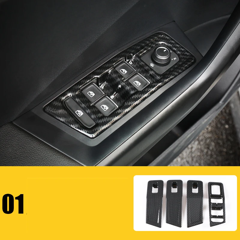 option 1 Интерьер ABS хромированные аксессуары углеродное волокно черный для Volkswagen VW T-Roc LHD - Название цвета: option 1