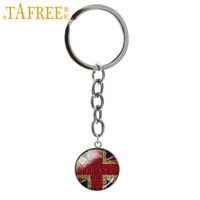 tafree trendy round men jewelry keychain british flag old london flag art picture pendant jewelry key chain gift for men ns433