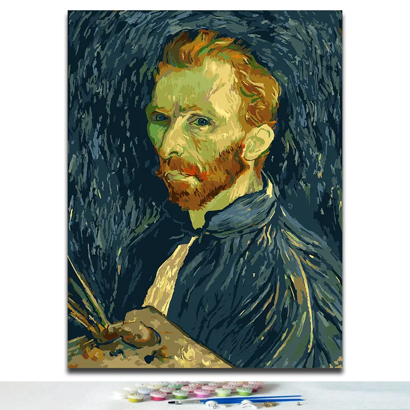 3328 self portrait Картина «сделай сам» по номерам картины Винсента Ван Гога «Звездная ночь» Абстрактные Художественные картины с рамкой - Цвет: 3328 self portrait