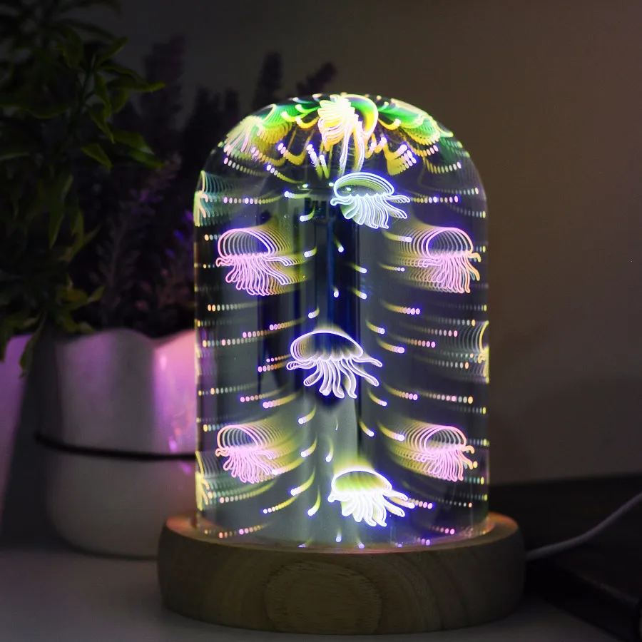 Jellyfish 3D светодиодный Настольный светильник DC 5 в 5 Вт зарядка через usb волшебный ночной Светильник Креативный дизайн 3D светильник ing Сказочный светодиодный светильник стильная настольная лампа - Цвет корпуса: Jellyfish