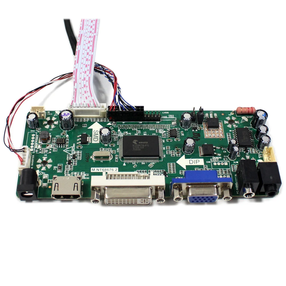 Плата ЖК-контроллера аудио HD MI VGA DVI M.NT68676 HSD101PFW2 B101AW03 BT101IW03 10 1 дюйма 1024x600 ЖК-панель |