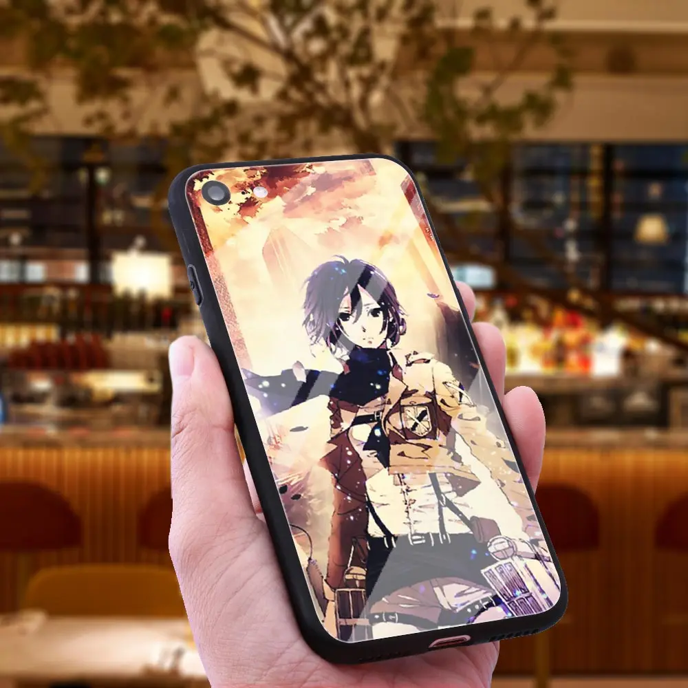 WEBBEDEPP Attack on Titan 3 Tempered Glass Phone Case for Apple iPhone Xr Xs Max X or 10 8 7 6 6S Plus 5 5S SE 7Plus |