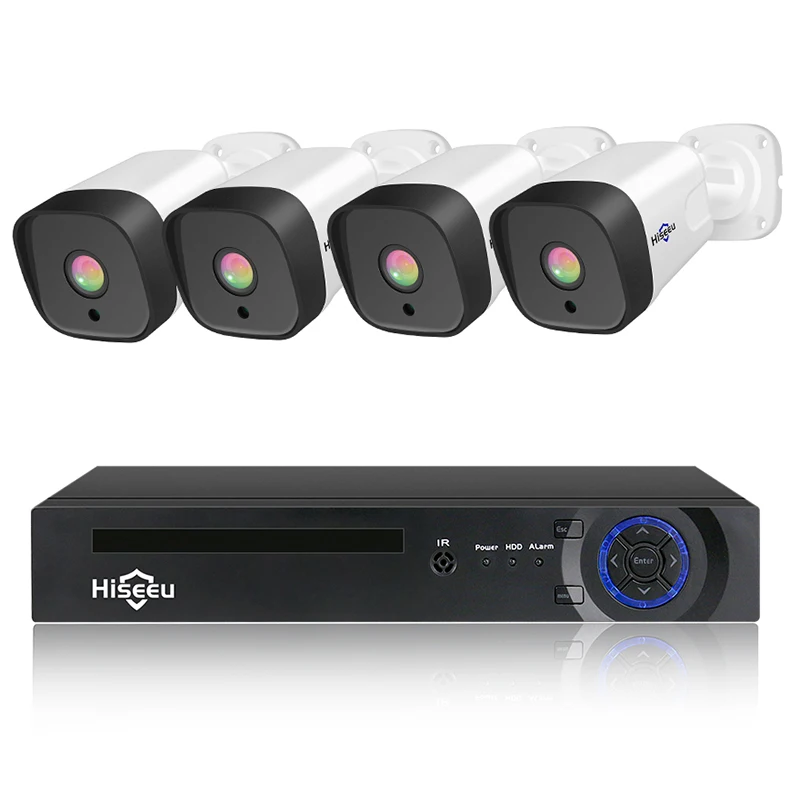 Hiseeu 4CH 1080P POE NVR CCTV система безопасности комплект H.265 2.0MP аудио запись IP камера