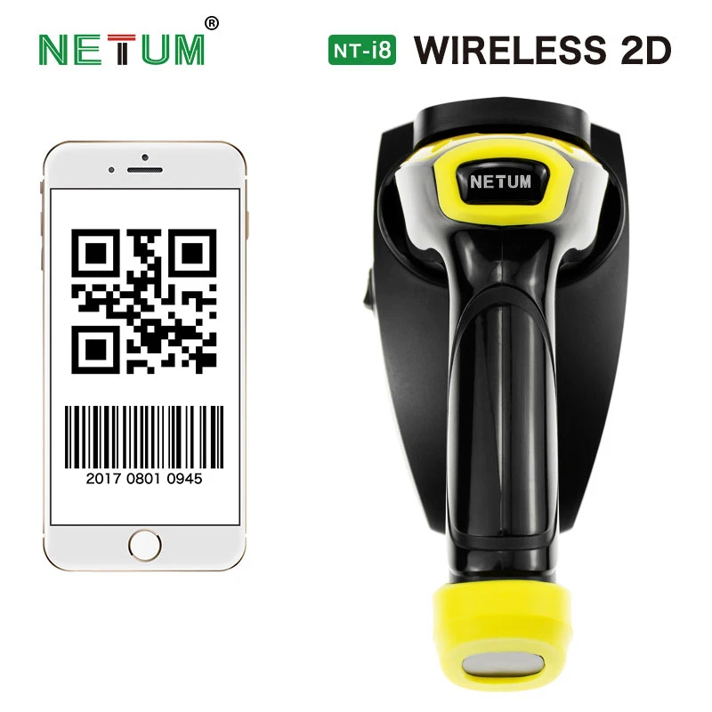 NETUM NT-i8 беспроводной 2D QR сканер штрих-кода IP67 водонепроницаемый с беспроводной зарядной подставкой для мобильного экрана оплаты