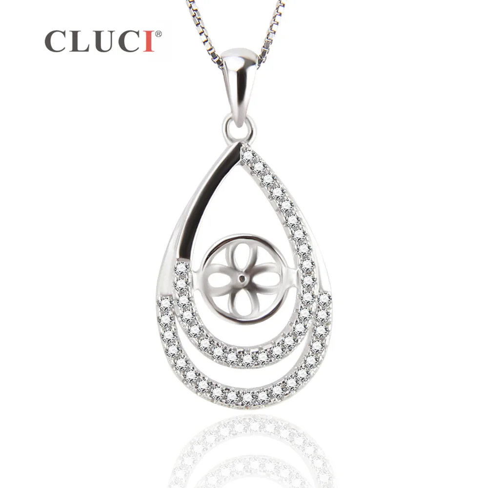 

CLUCI 925 Silver Sterling Elegant Water Drop Design Clear Zirconia Stone Pendant Necklace Accessary Women Necklace Jewel SP210SB
