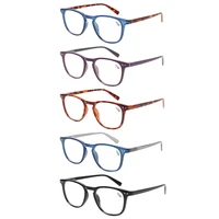 henotin 5 pack fashion reading glasses for men and women spring hinge round frames quality eyeglasses 0 5 1 5 1 75 2 0 2 5