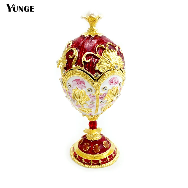 Старинное украшение faberge яйцо инкрустированная шкатулка коробка Металлическая