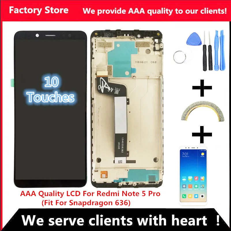 

10-Touch AAA Quality LCD+Frame For Xiaomi Redmi Note 5 Pro LCD Display Screen Replacement For Redmi Note 5 LCD Snapdragon 636