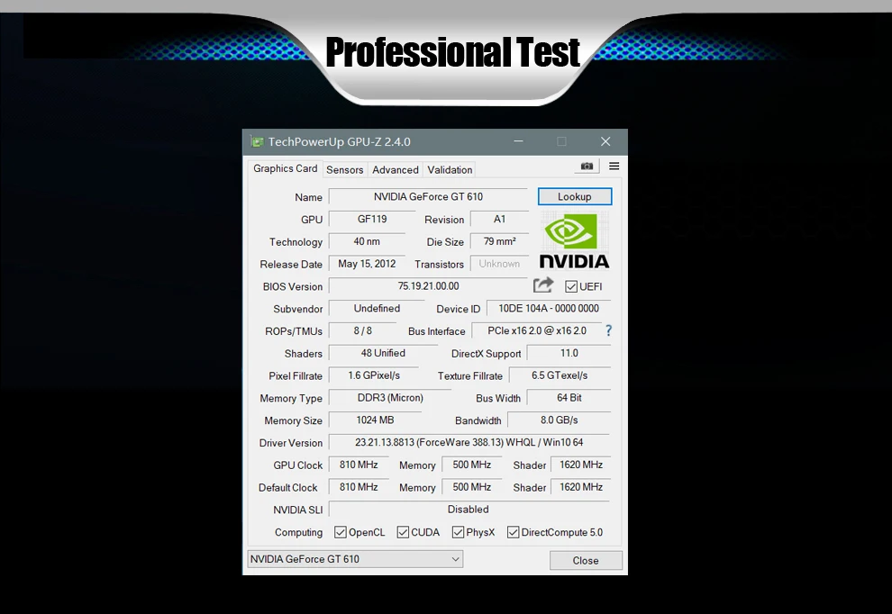 Видеокарта Veineda с дисплеем видеокарты vga GT610 1 ГБ DDR3 700/1000 МГц для игр nVIDIA Geforce