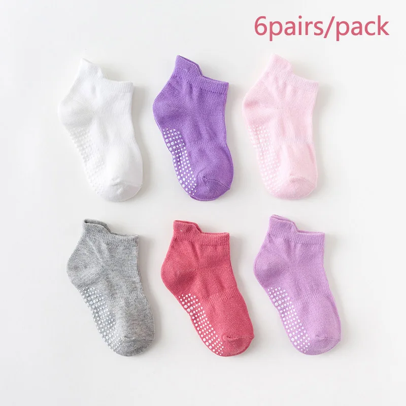 for girls 6 пар/лот, новые хлопковые однотонные Нескользящие Детские носки Calcetines, короткие носки для мальчиков и девочек От 0 до 6 лет носки для маленьких мальчиков - Цвет: for girls