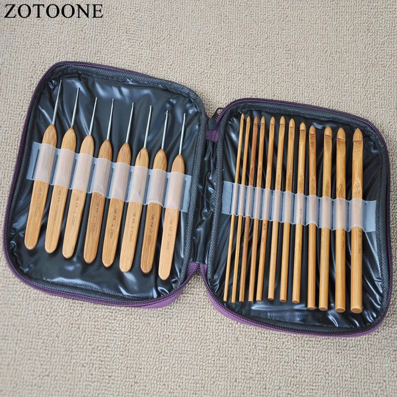 ZOTOONE 20 шт. бамбуковый вязальный крючок, спицы для вязания, пряжа для плетения, аксессуары для шитья, инструменты, набор крючков для вязания C