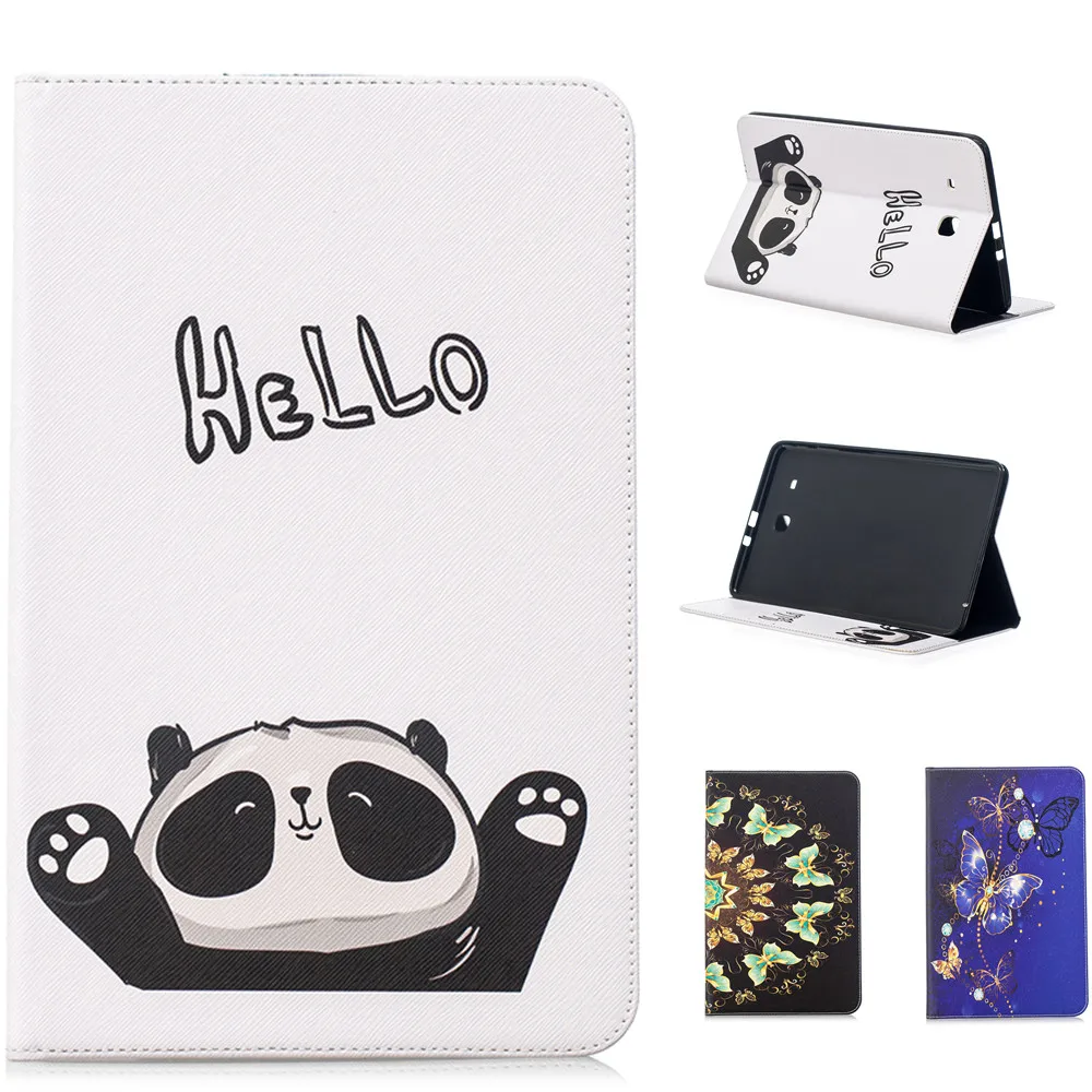 Фиолетовый Золотая бабочка шаблон чехол для планшета Samsung Galaxy Tab E 9 6 T560 T561 Smart Cover
