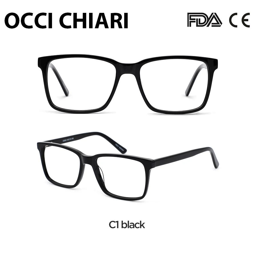 C1 Black OCCI CHIARI негабаритных очки для мужчин анти синий луч Компьютер очки Оптическая оправа женщин рецепт ацетат очки - Цвет оправы: C1 Black