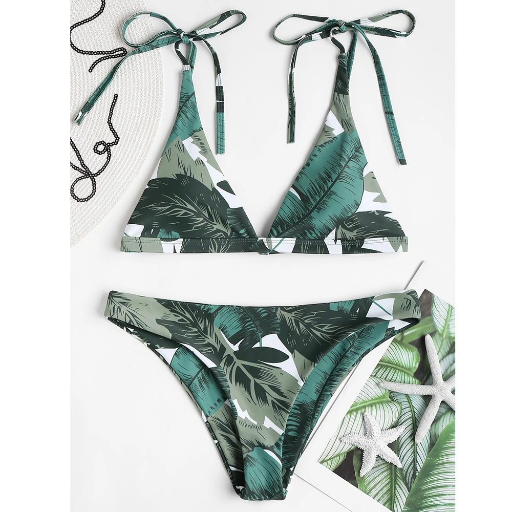 ZAFUL 2019 галстук плечи купальники для женщин купальник лист Окунитесь Спагетти