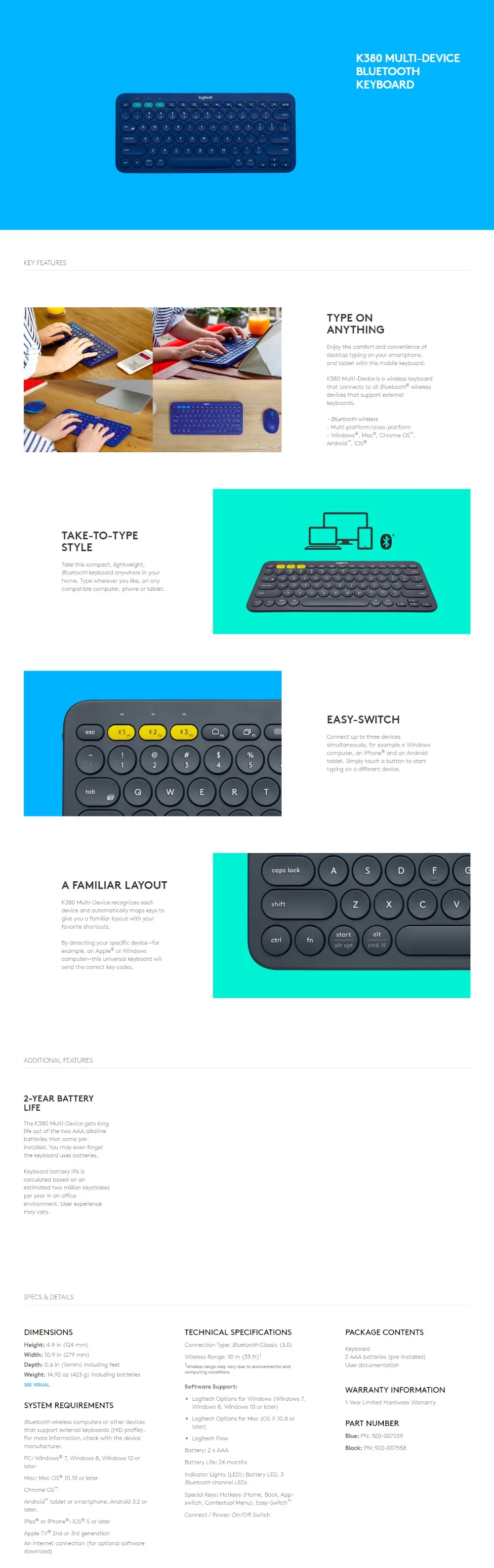 Logitech K380 многофункциональная Bluetooth клавиатура IPAD клавиатура телефон клавиатура компьютерная клавиатура легкая