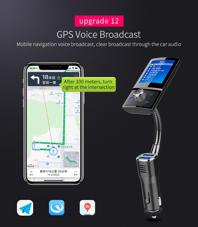 Jilang цветной экран fm-передатчик Автомобильный MP3 беспроводной Bluetooth громкая связь автомобильный комплект аудио AUX модулятор с QC3.0 двойной USB зарядкой