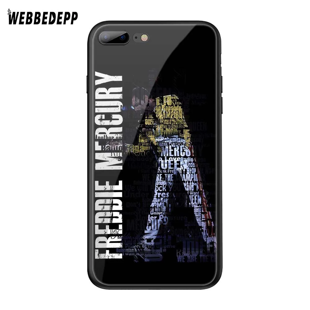 TG14 Чехол WEBBEDEPP queen band Freddie Mercury из закаленного стекла TPU для Apple iPhone 6 6S 7 8 Plus 5 5S SE XR X XS 11 Pro MAX чехол - Цвет: TG14