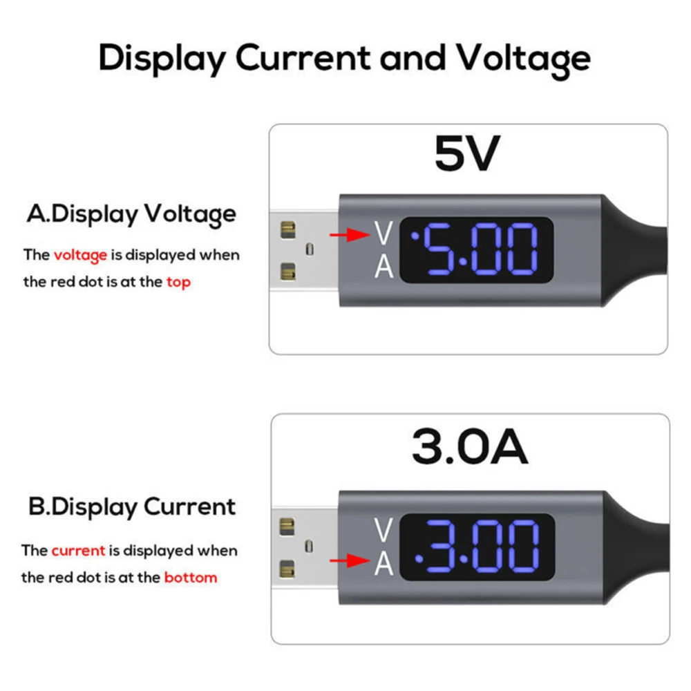 Charging Cable TPE Voltage & Current Intelligent Display Data Line LCD Screen Quick QC for Type-c HUAWEI Samsung Vivo Xiaomi |